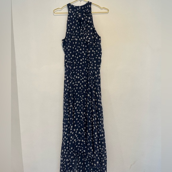 Tahari ASL Blue Polka Dot Maxi Dress Size 12 - Picture 2 of 9
